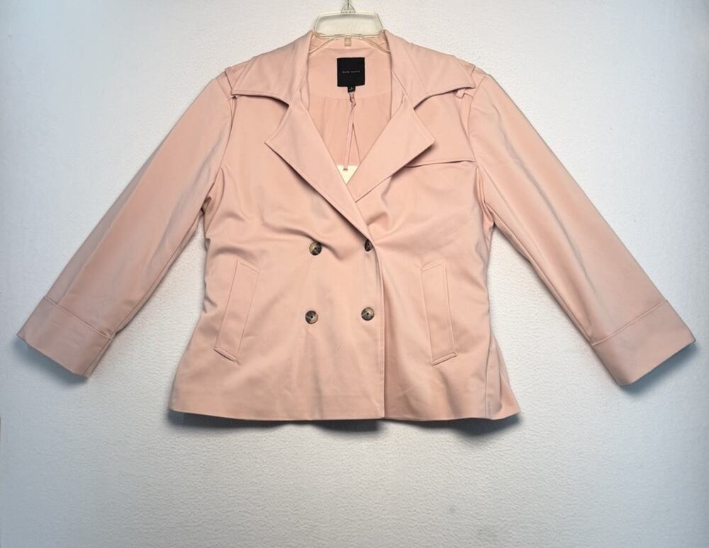 New Alex Marie Pink Double Breasted Short Trench Coat 6 Tailored Classic Outside